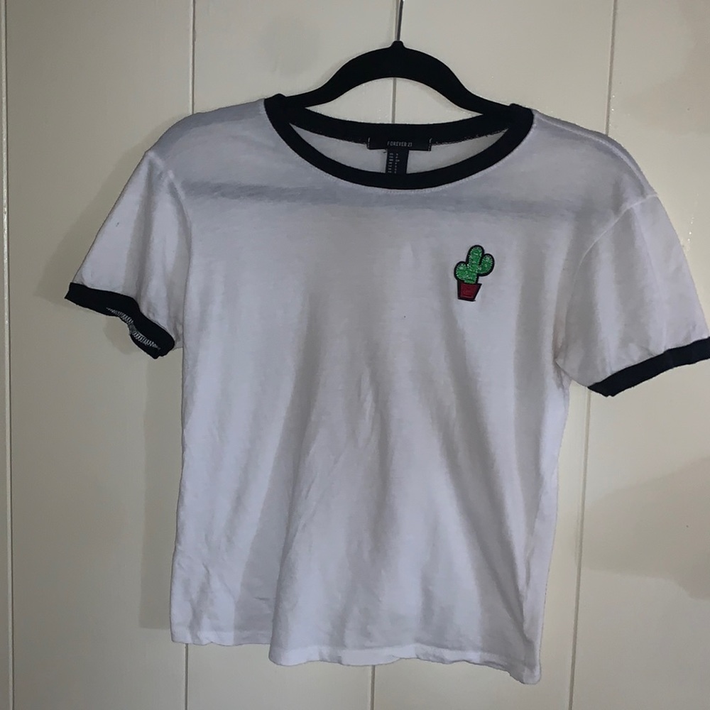 White tshirt with saguaro cactus decal